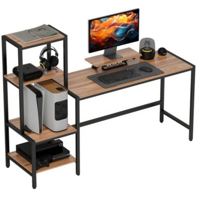 Computer Desk with Monitor Sd 4-Tier Shelf Home Office Desk