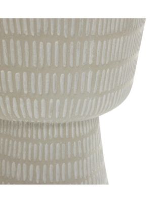 Outdoor and Indoor Round Spiral Pattern Side Table, Off White
