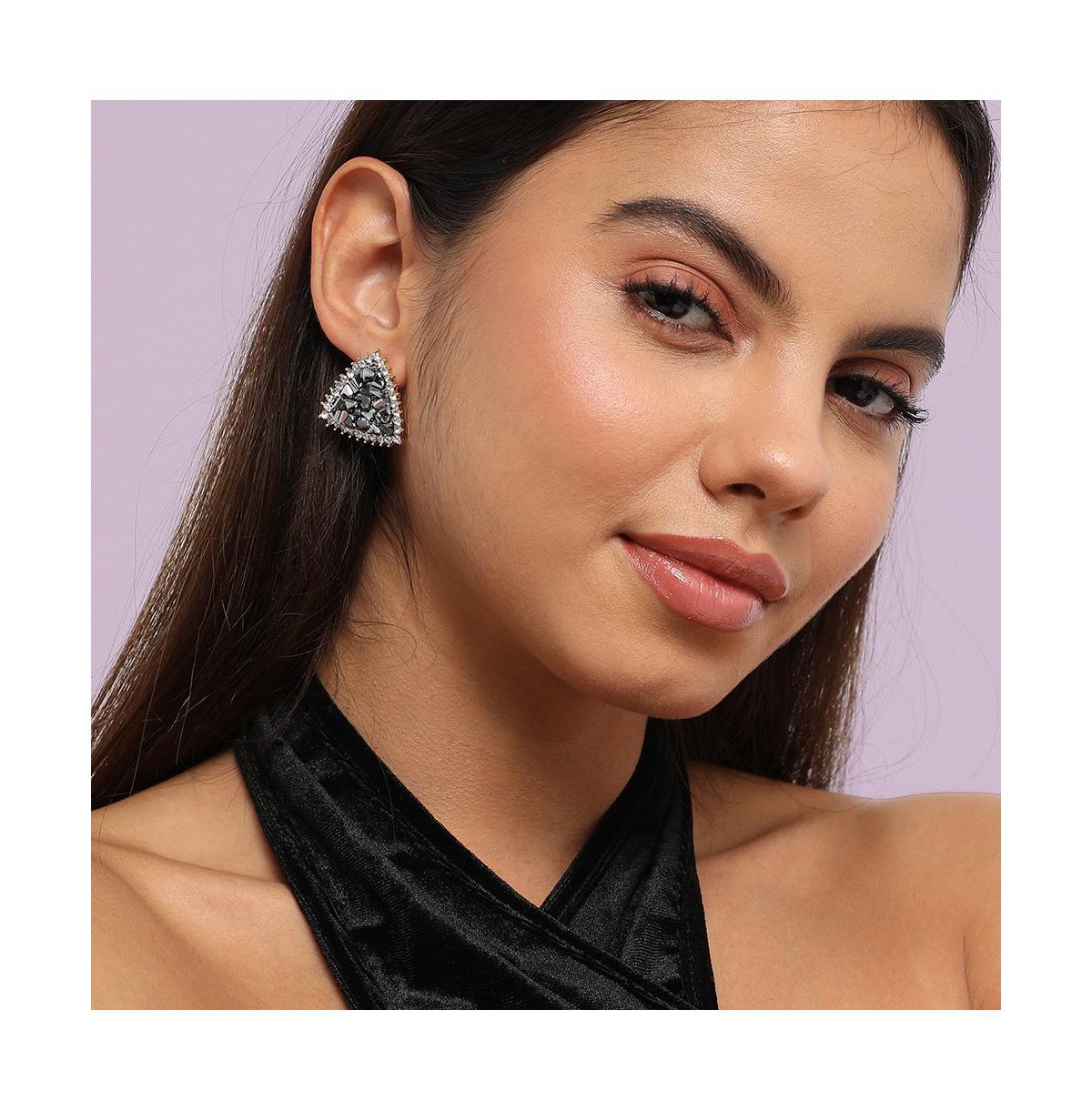 Crystal Cluster Triangle Stud Earrings