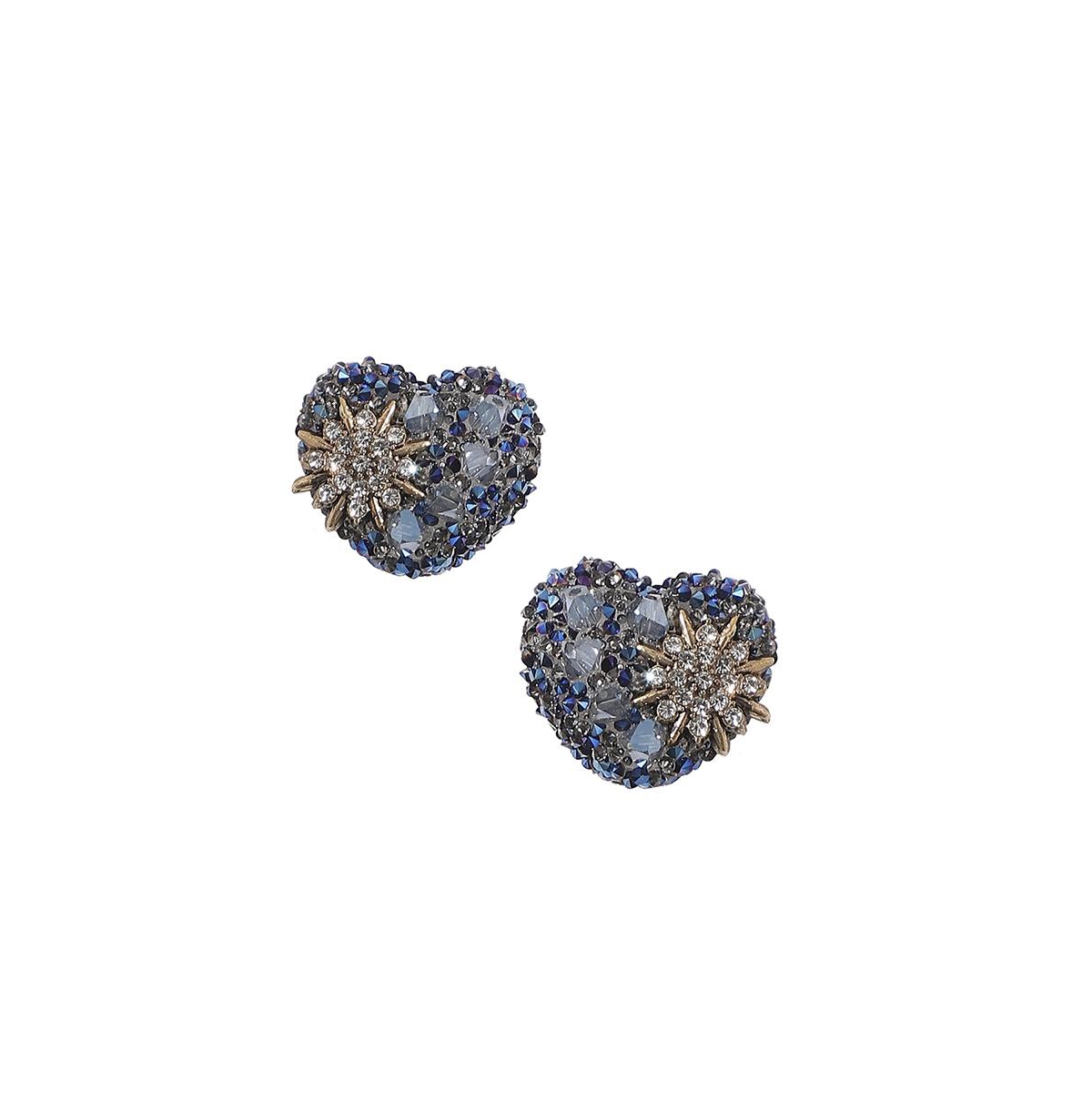 Flora Heart Stud Earrings - Blue