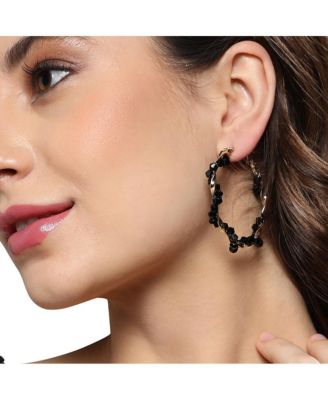 Beaded Twist Hoop Earrrings