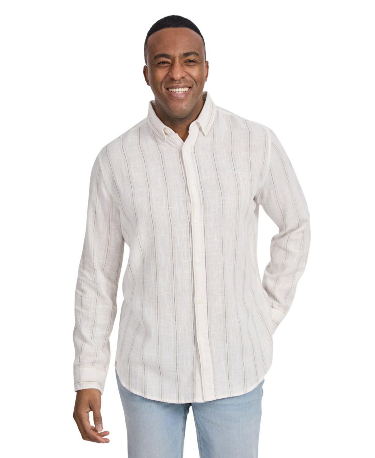 Big & Tall Madrid Stripe Linen Shirt - Natural