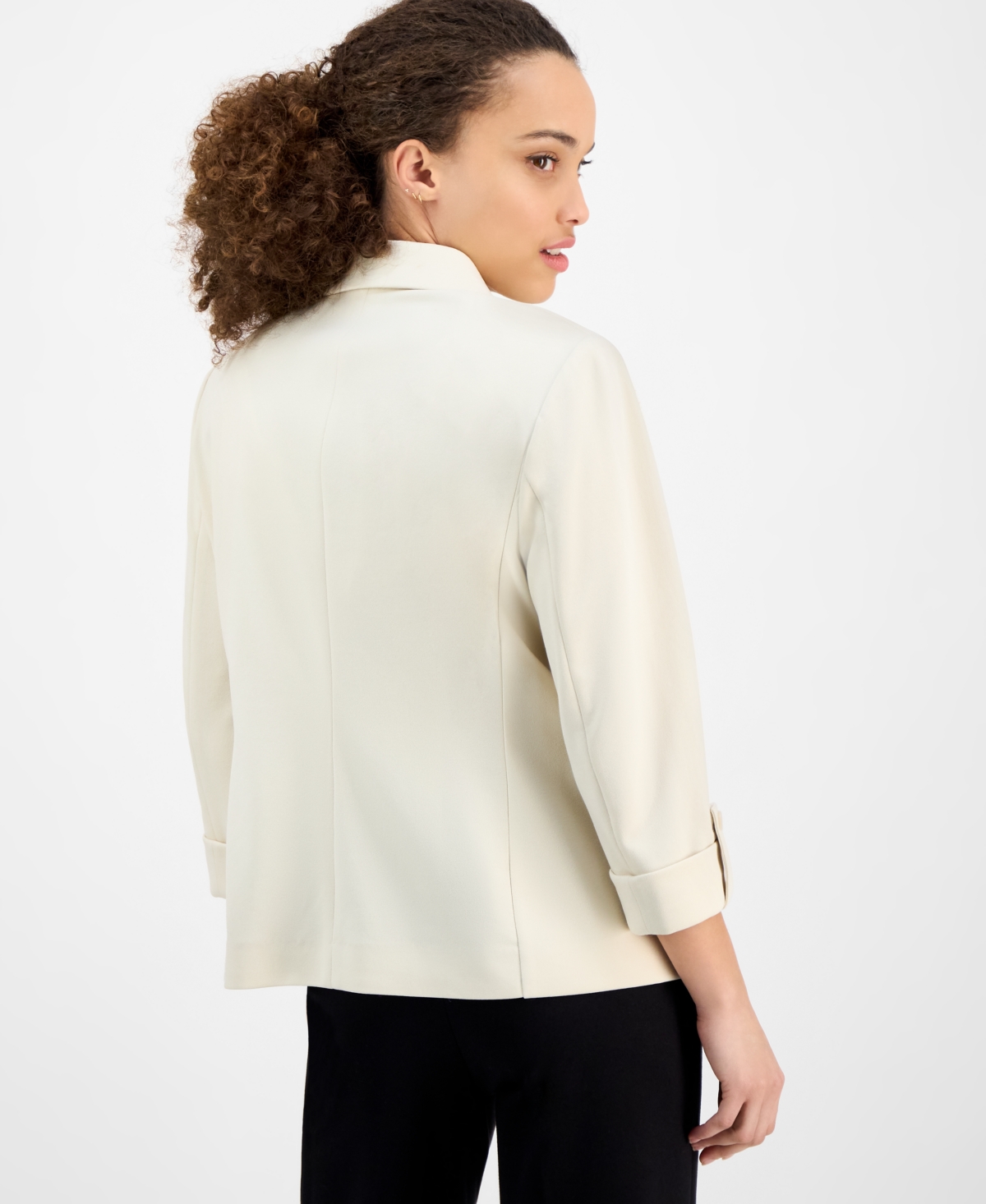 Ak Anne Klein Petite Cool Crepe Single Button Jacket In Soft Latte