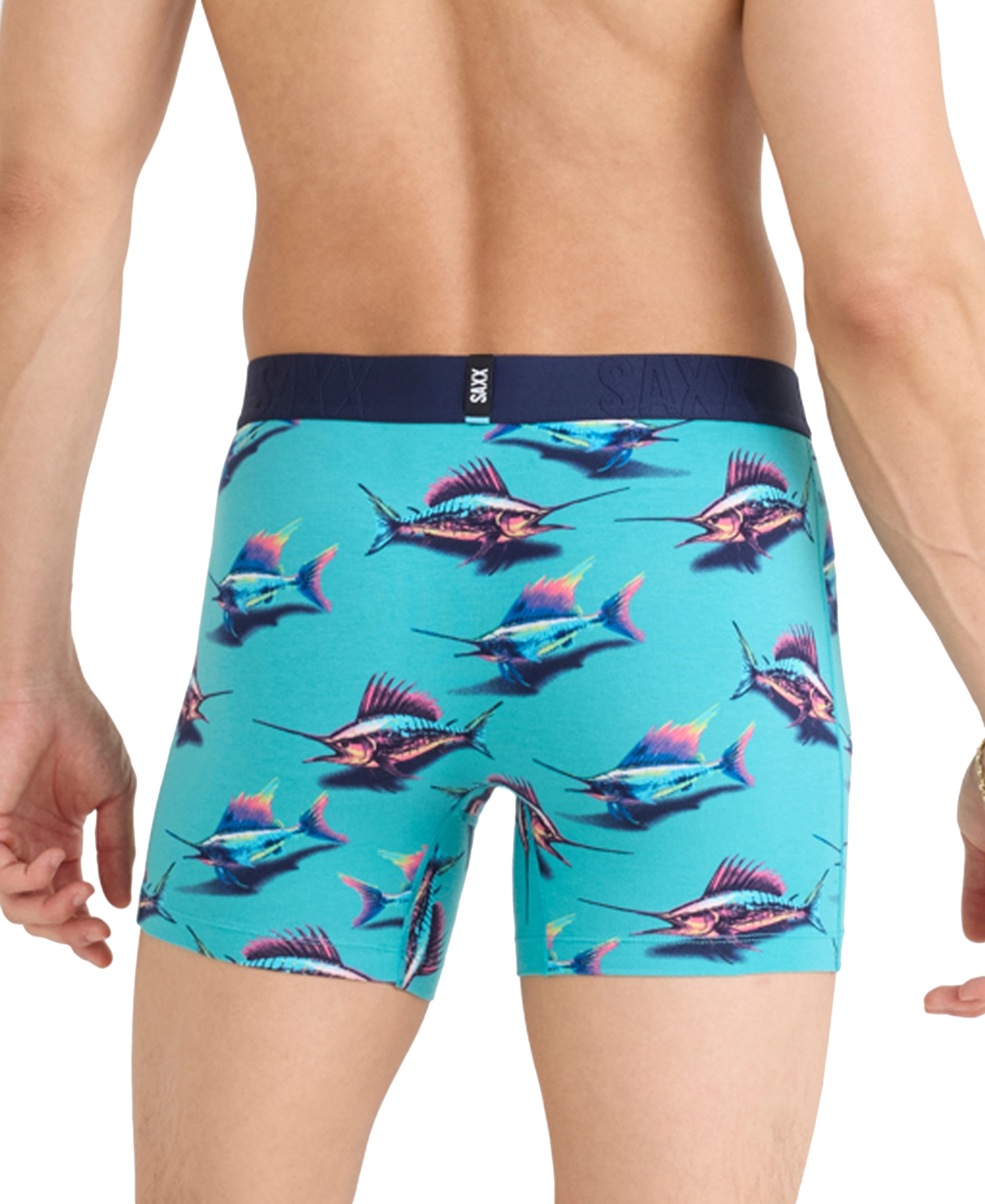 Saxx Men's Droptemp Slim-fit Cooling Printed Boxer Briefs In Great Catch-baltic