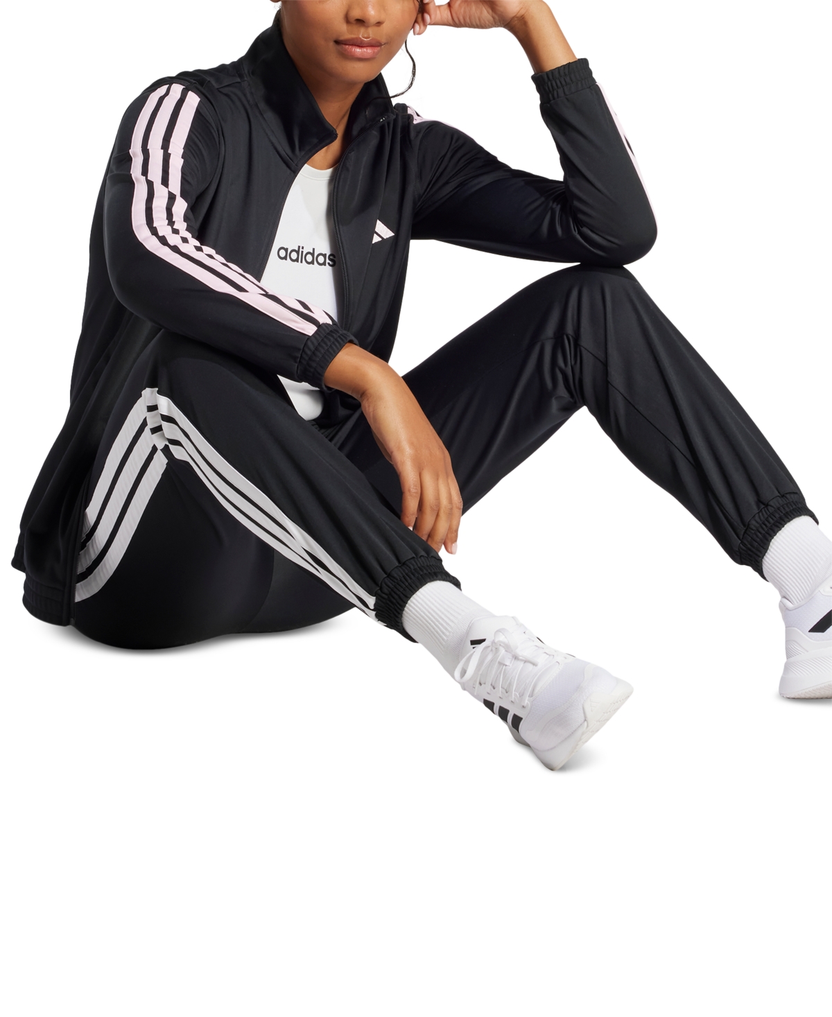 Adidas Originals 3-stripes Stretch Cotton Leggings In Black,white