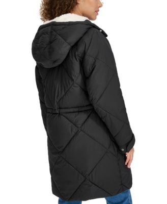 Women's Diamond Quilted Cinch Waist Parka Jacket