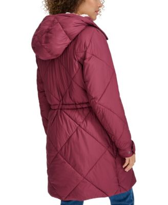 Women's Diamond Quilted Cinch Waist Parka Jacket