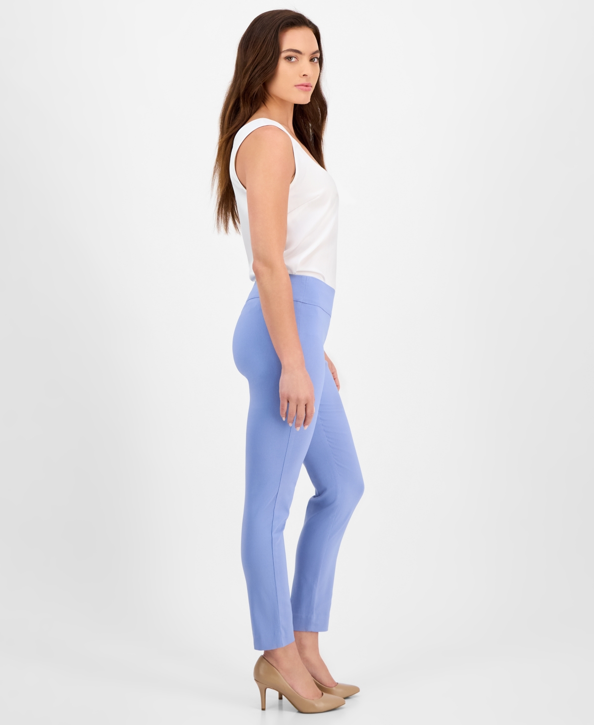 Inc International Concepts Mid-rise Petite Tummy-control Skinny Pants, Petite & Petite Short, Created For Macy's In Purple