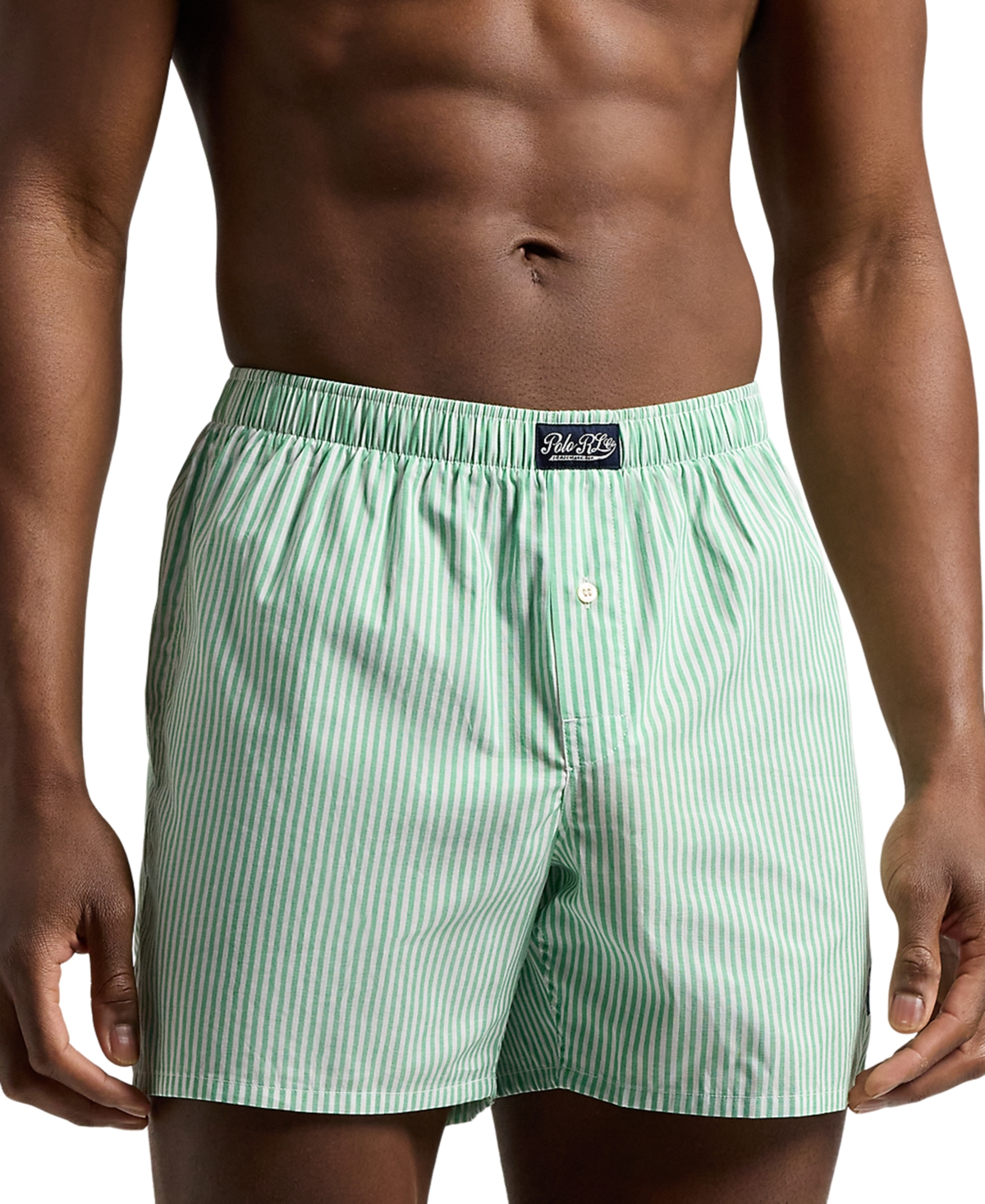Polo Ralph Lauren Men's Woven Boxer Shorts In Golf Green Tick Stripe