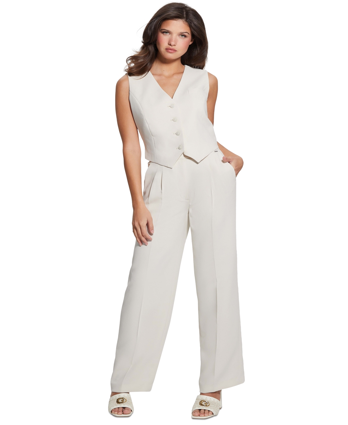 Women's Adele Pleated Pants - Cream White