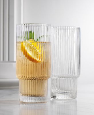 Sullivan Street Fluted Highball Glasses, Set of 4