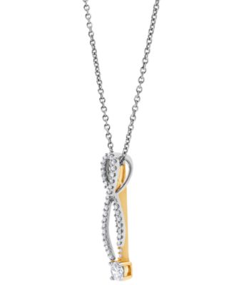 Diamond Ribbon Inspired 18" Pendant Necklace (1/2 ct. t.w.) in 14k Two-Tone Gold