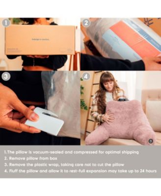 Faux Fur Supportive Backrest Reading Pillow for Adults & Kids - Blue