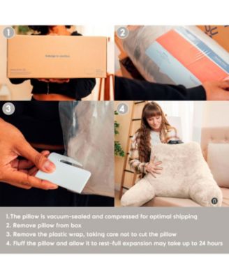 Faux Fur Supportive Backrest Reading Pillow for Adults & Kids - Blue