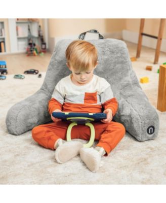 Faux Fur Supportive Backrest Reading Pillow for Adults & Kids - Blue