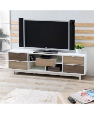 Modern TV Stand Entertainment Center with Wood Accents for Stylish Storage and Display