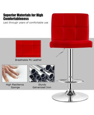 Set of 4 PU Leather Bar Stool Swivel Bar Chair w/ Adjustable Height