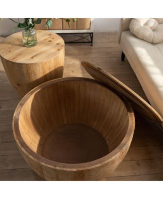 31.50"Vintage Style Bucket Shaped Coffee Table with storage function, for Office, Dining Room and Living Room