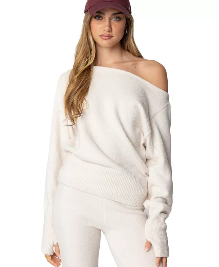Women's Plush Oversized Asymmetric Sweater