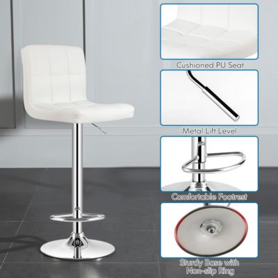 Set of 4 PU Leather Bar Stool Swivel Bar Chair w/ Adjustable Height
