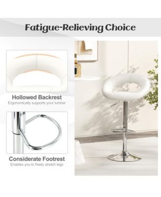 Set of 4 Adjustable Bar Stools Swivel Pub Chairs Barstools PU Leather