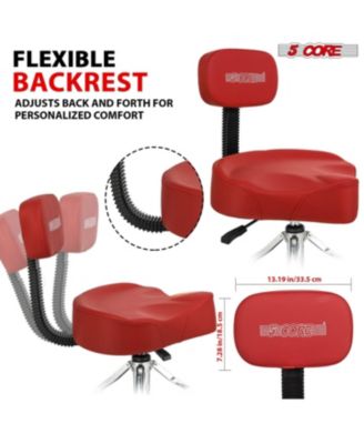 Drum Throne with Backrest Thick Padded Adjustable Guitar Stool Motorcycle Style Saddle Music Chair Seat for Adult Drummers