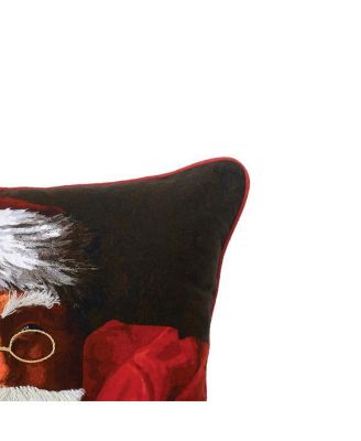 Santa Claus With Toys Printed and Embroidered Christmas Throw Pillow, 18" x 18"