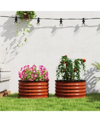 Raised Garden Beds Set of 2 Galvanized Metal Planter Boxes