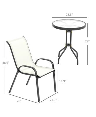 Outdoor Bistro Set Small Patio Set w/ Stackable Chairs,