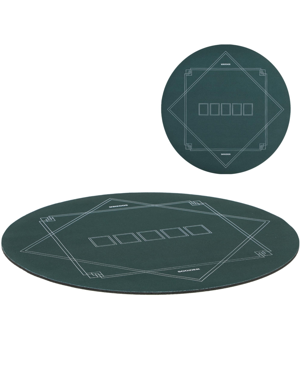 24 inch Round Poker Mat, Texas Hold'em Poker Table Top - Dark green