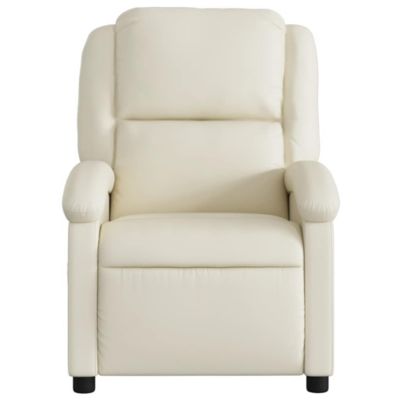 Recliner Chair Cream Faux Leather, Foam, Metal, Plywood Standard