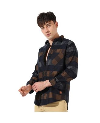 Men's Grey & Olive Green Gun Club Check Shirt