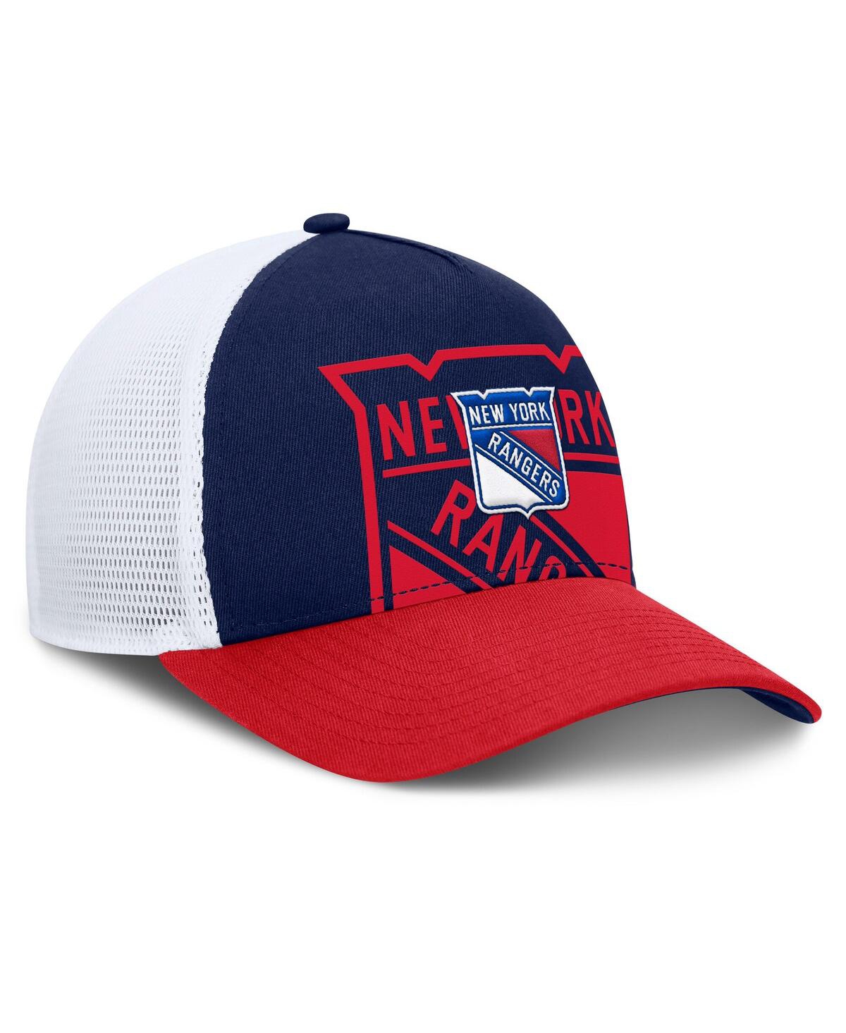 Fanatics Men's Navy/red New York Rangers Authentic Pro A-frame Rink Adjustable Hat In Navy,red