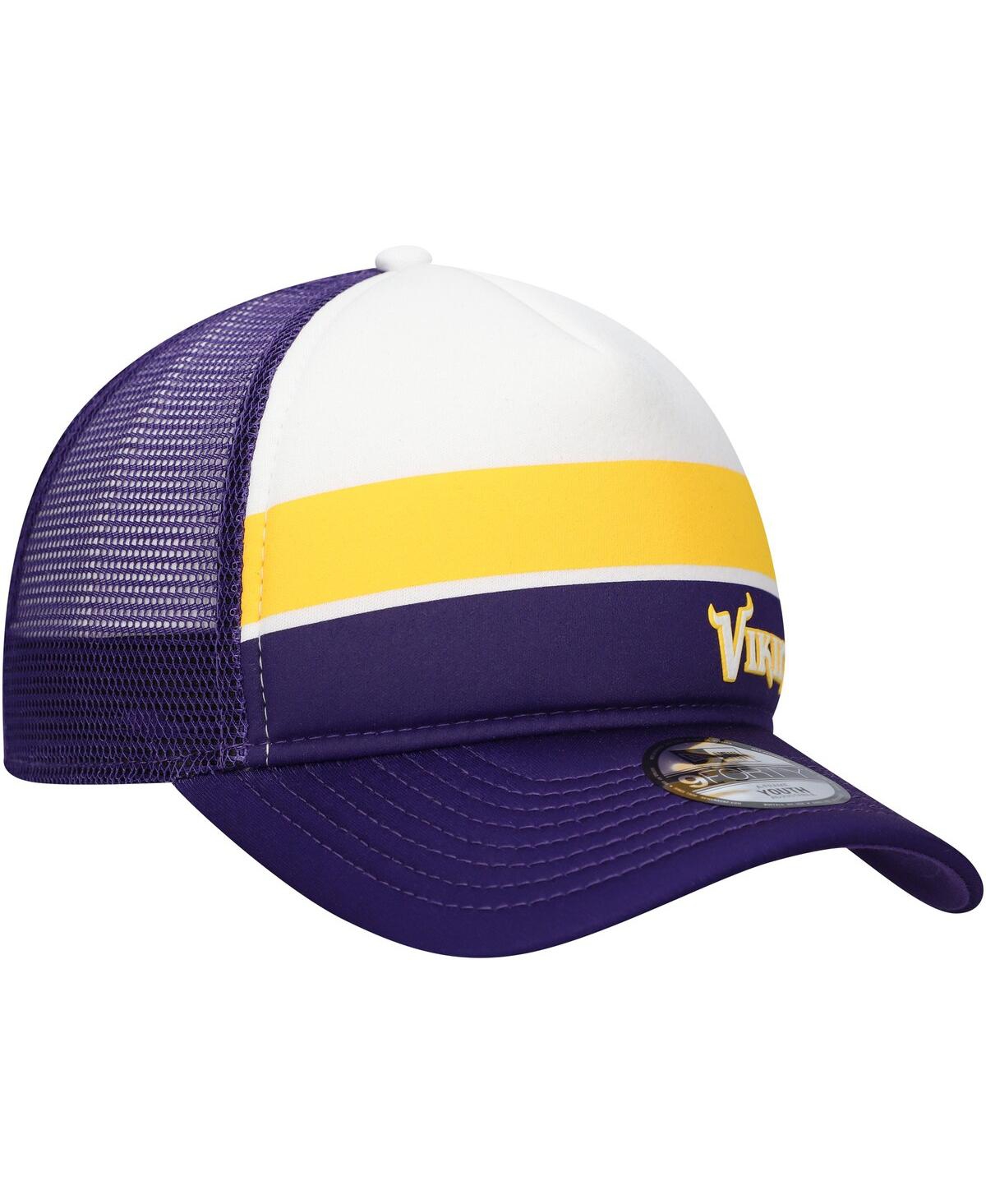 New Era Big Boys And Girls Purple Minnesota Vikings Sport Night Color Block 9forty A-frame Trucker Adjustabl In Purple