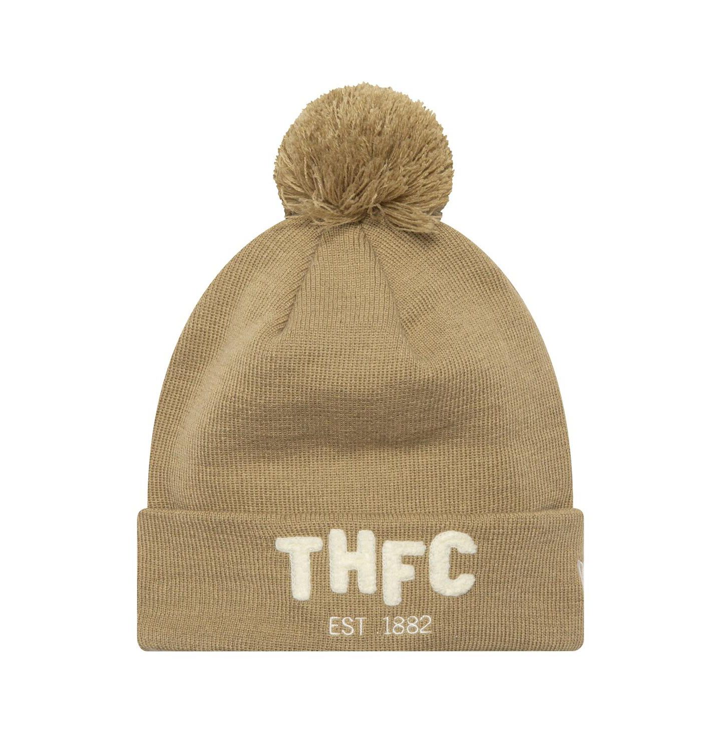 Мужская шапка New Era Tan Tottenham Hotspur Boucle Cuffed Knit Hat with Pom — фото 1
