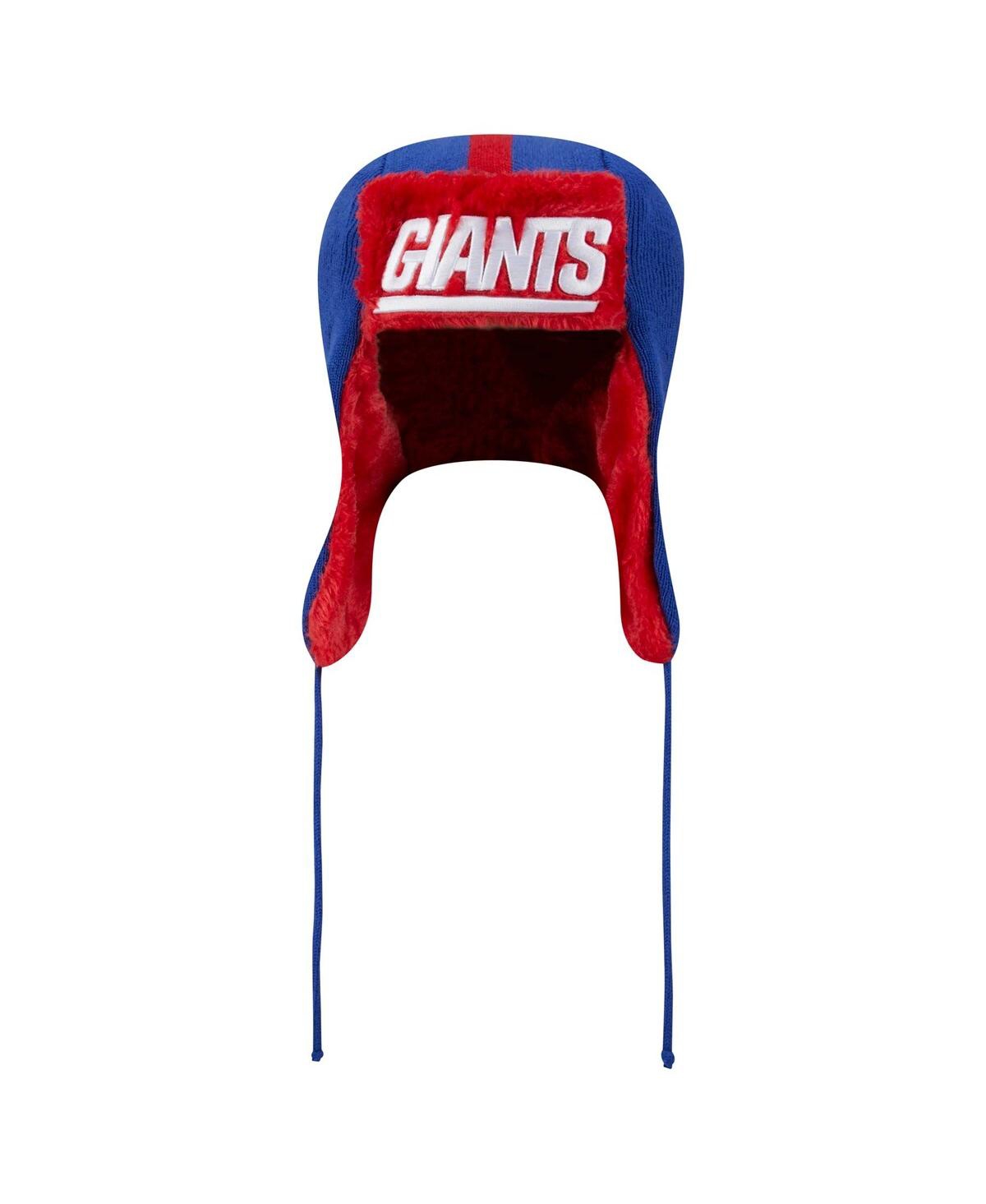 New Era Men's Royal New York Giants Helmet Head Trapper Knit Hat In Royal