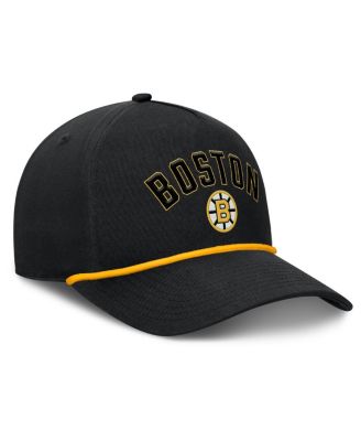 Men's Black Boston Bruins Decades Collection A-Frame Rope Adjustable Hat