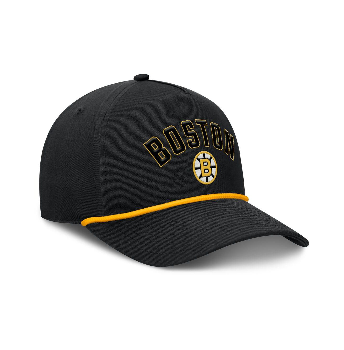 Мужская кепка Fanatics Black Boston Bruins Decades Collection A-Frame Rope Adjustable Hat — фото 2