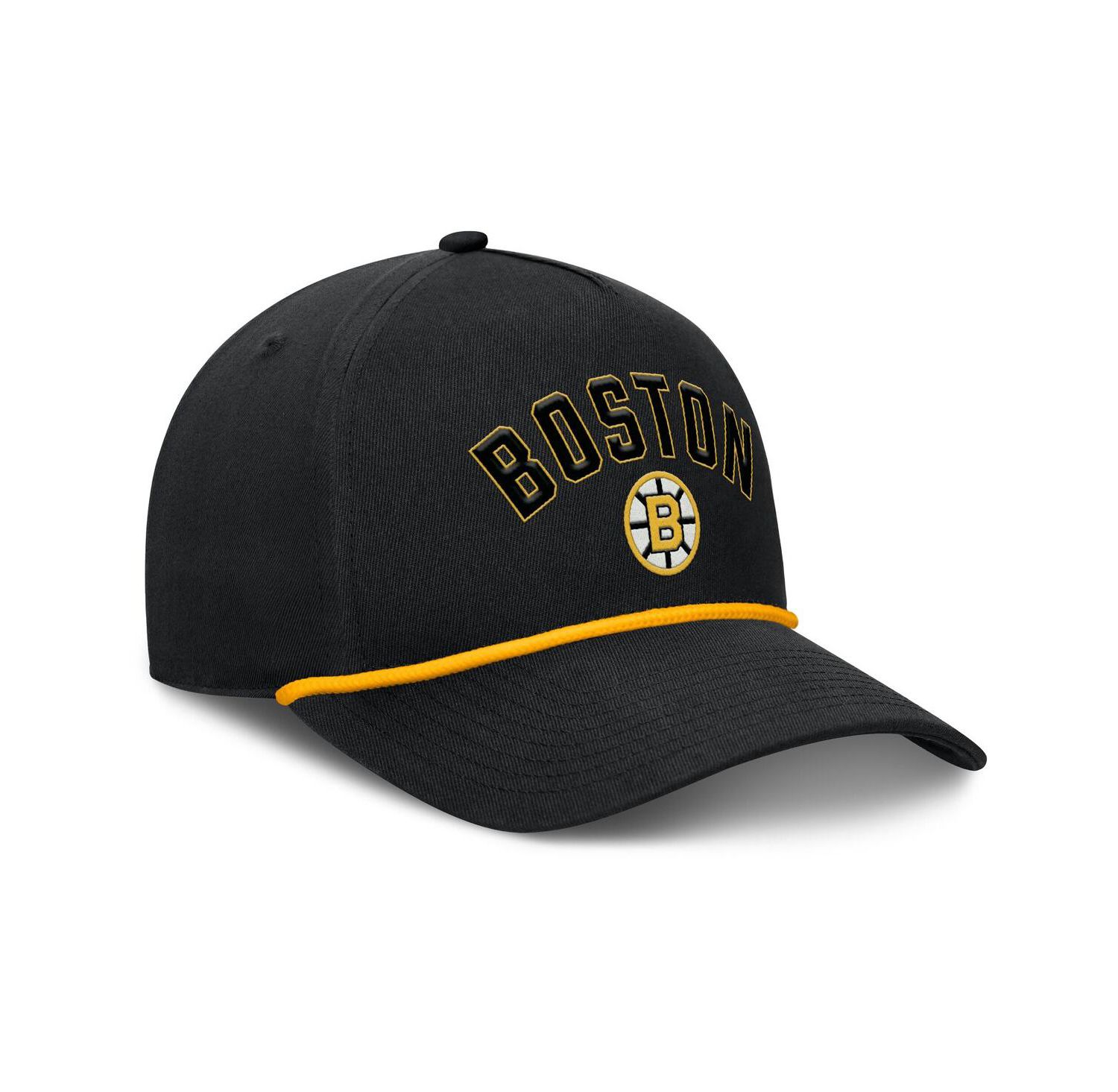 Men's Black Boston Bruins Decades Collection A-Frame Rope Adjustable Hat