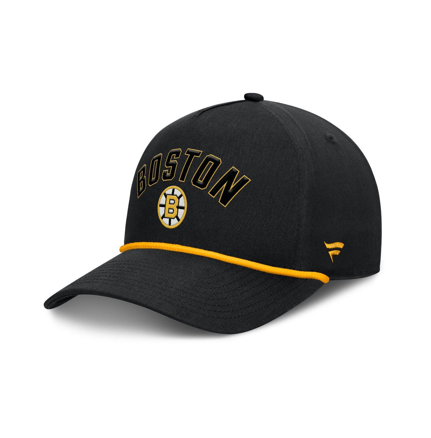 Мужская кепка Fanatics Black Boston Bruins Decades Collection A-Frame Rope Adjustable Hat — фото 1