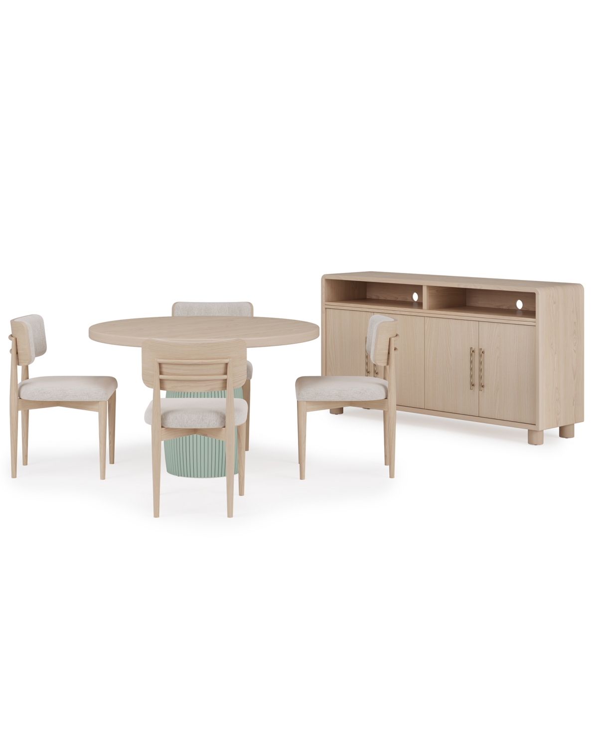 Macy's Lunare 5-pc. Dining Set (round Table & 4 Curved Chairs), Created For  In Sand,jade
