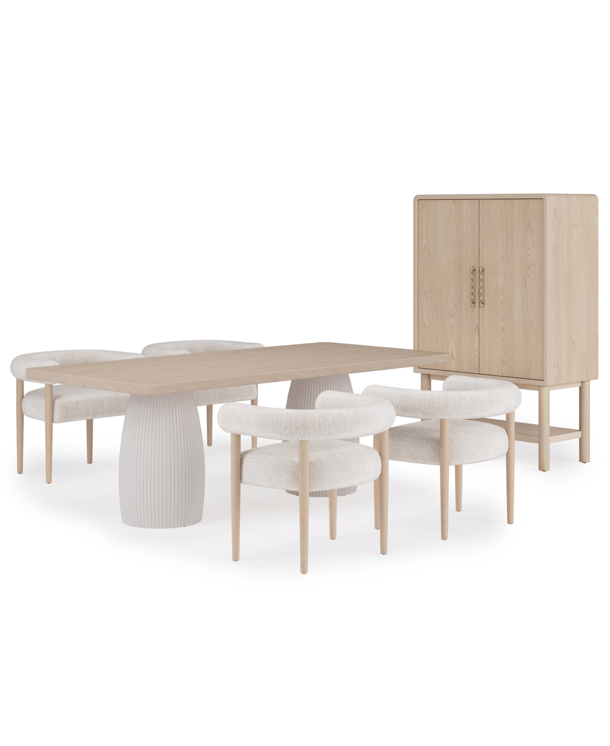 Macy's Lunare 5-pc. Dining Set (rectangular Table & 4 Rolled Back Chairs) In No Color