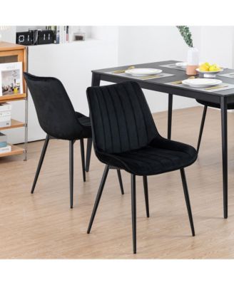   Set of 6 Tufted Velvet Upholstery, Metal Frame   Mid-Century Style, Upholstered Seat  Dining Side Chairs