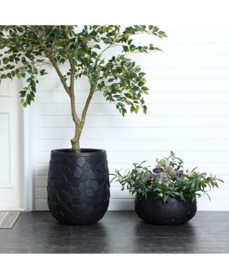 Black Beehive Round 19.7-Inch Tall Planter
