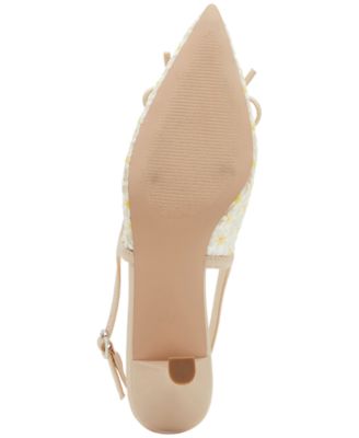 Vogue-M Kitten-Heel Slingback Bow Pumps