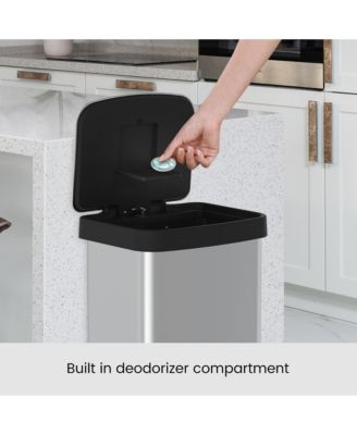 14.5 Gal./55 Liter Rectangle Step-On Stainless Steel Trash Can for Kitchen