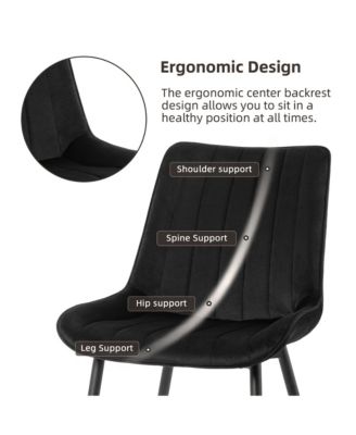  Set of 2  Tufted Velvet Upholstery, Metal Frame   Mid-Century Style, Upholstered Seat Dining Side Chairs