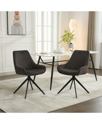 Swivel Dining Chairs Set of 2, Mid Century Modern Dining Room Chairs with Metal Frame, Linen Upholstered Back Side Chair