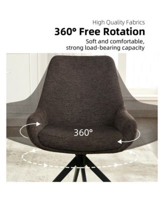 Swivel Dining Chairs Set of 2, Mid Century Modern Dining Room Chairs with Metal Frame, Linen Upholstered Back Side Chair