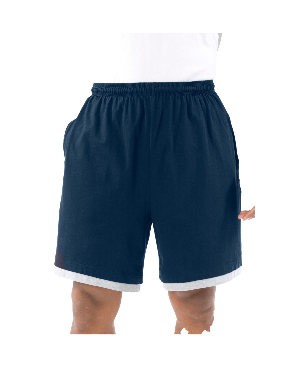 Big & Tall Hang-Down Lightweight Jersey Shorts - Heather deep burgundy